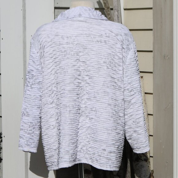Artex Fashions Plus Size White w Silver Metallic Ribbed Knit Zip Jacket Sz 3X - Picture 4 of 6